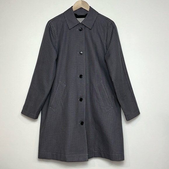 EVERLANE The Mac Trench Coat in Grey Light Blue Plaid - Picture 7 of 16